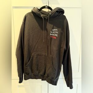 Anti Social Social Club Charcoal Hoodie with Red Logo